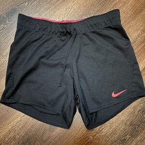 Nike Women's Black and bright pink Athletic Shorts